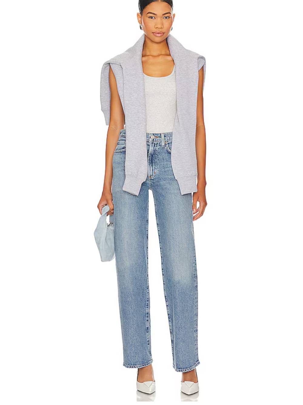 AGOLDE HARPER MIDRISE STRAIGHT LEG Classic High-Rise Straight Jeans in Light Blu